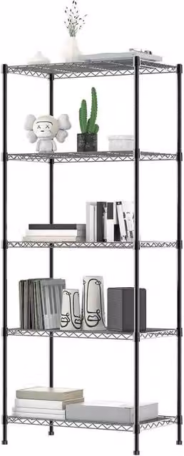 Nordara 5 Tier Metal Storage Shelf Unit in Black with Adjustable Shelves – 1