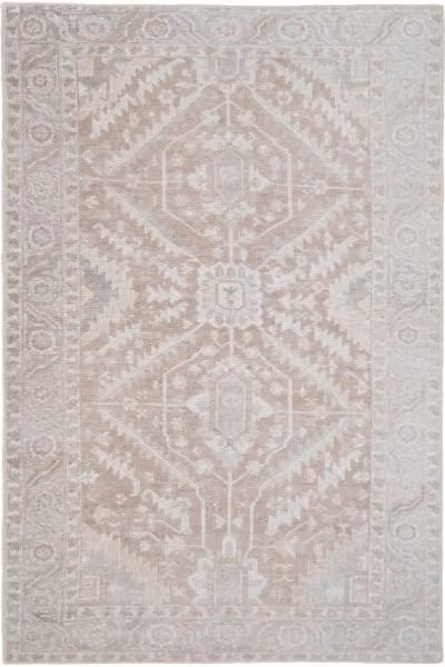 Kukoon Beige Medallion Non-Slip Washable Low Pile Rug W: 60 cm, L: 240 cm