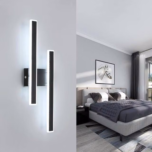 COMELY Black LED Indoor Wall Light, Adjustable Minimalist Long Strip Bar, W/D/H: 44 x 6 x 6 cm – 1