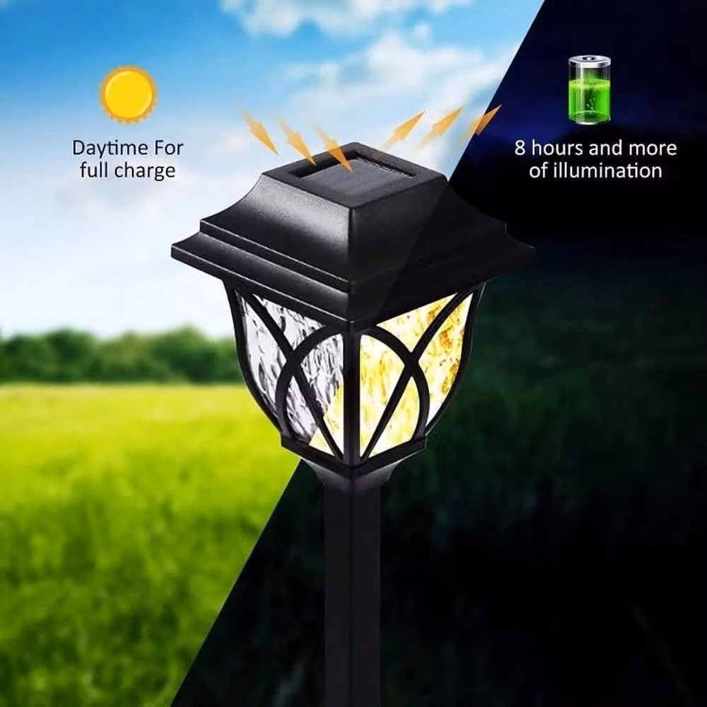 KORVIXA 6-Piece Solar Powered LED Garden Stake Lantern Lights in Black, Height: 100 cm – 3