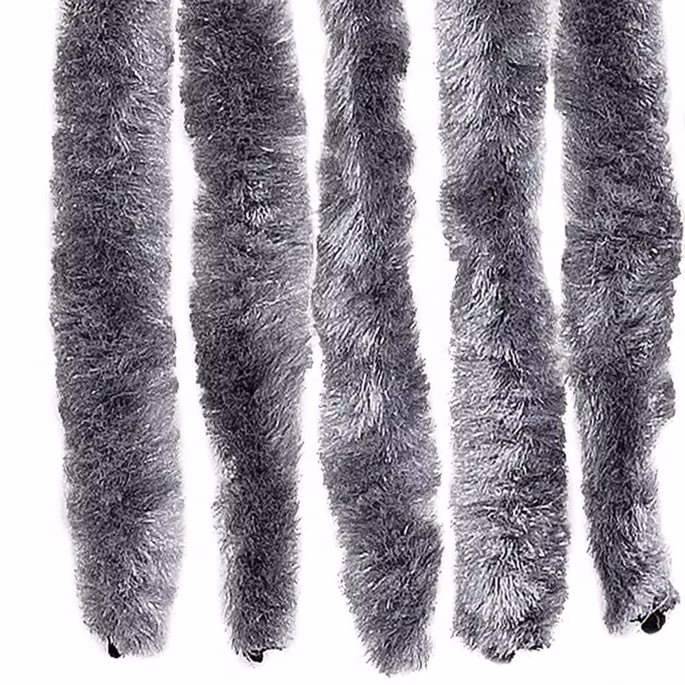 Berkfield Home Silver Chenille Thermal Insulating Fly Curtain W: 100 cm, H: 230 cm – 6