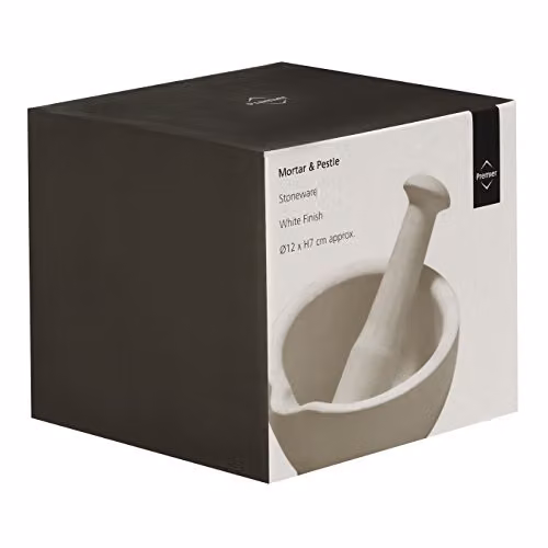 Orsina White Ceramic Mortar and Pestle with Pouring Spout, H7 x W12.5 x D12.5 cm – 2