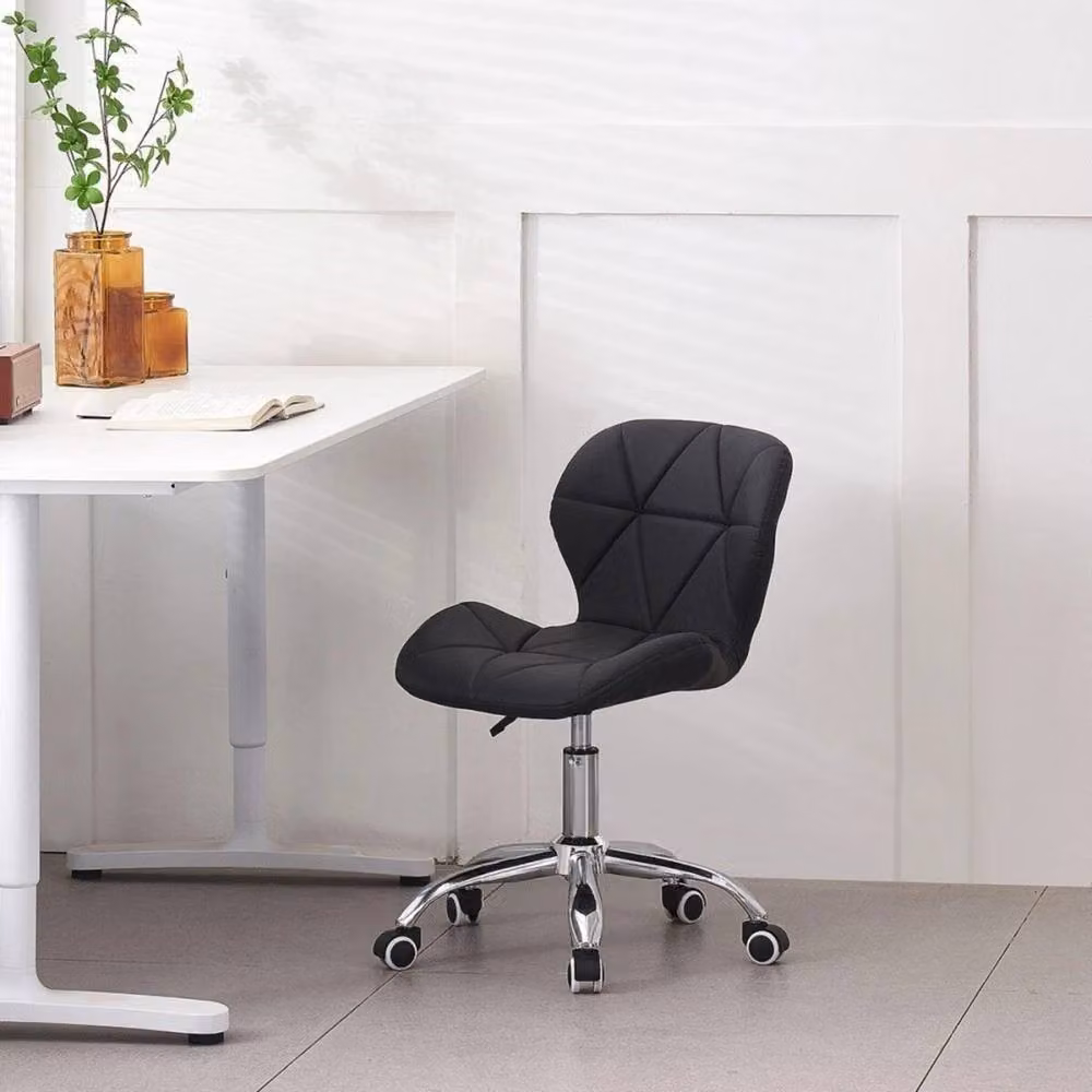 NESTLUNE Black Synthetic Leather Task Chair with 360 Degree Swivel and Castors – 4