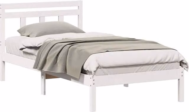 Berkfield Home Traditional White Solid Pine Wood Mattress W/D/H: 100 x 200 cm