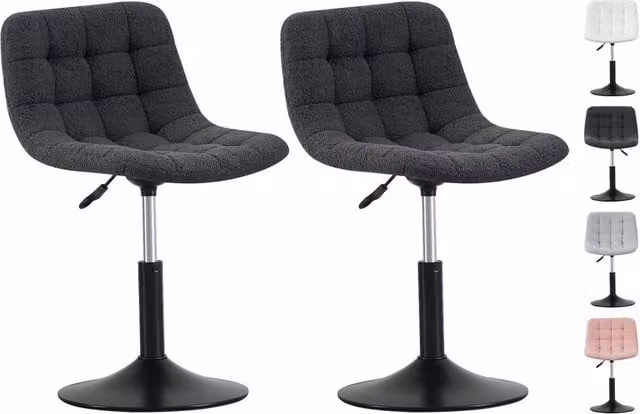 MCC Direct Drake Height Adjustable Dressing Table Chair in Grey Fabric