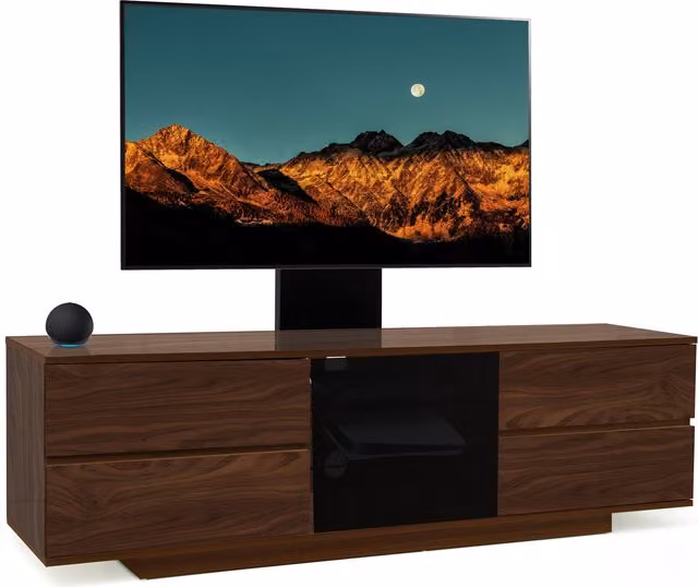 AVITUS ULTRA Wall Mounted TV Cabinet with Glass Door in Walnut, W/D/H: 158 x 40 x 48 cm