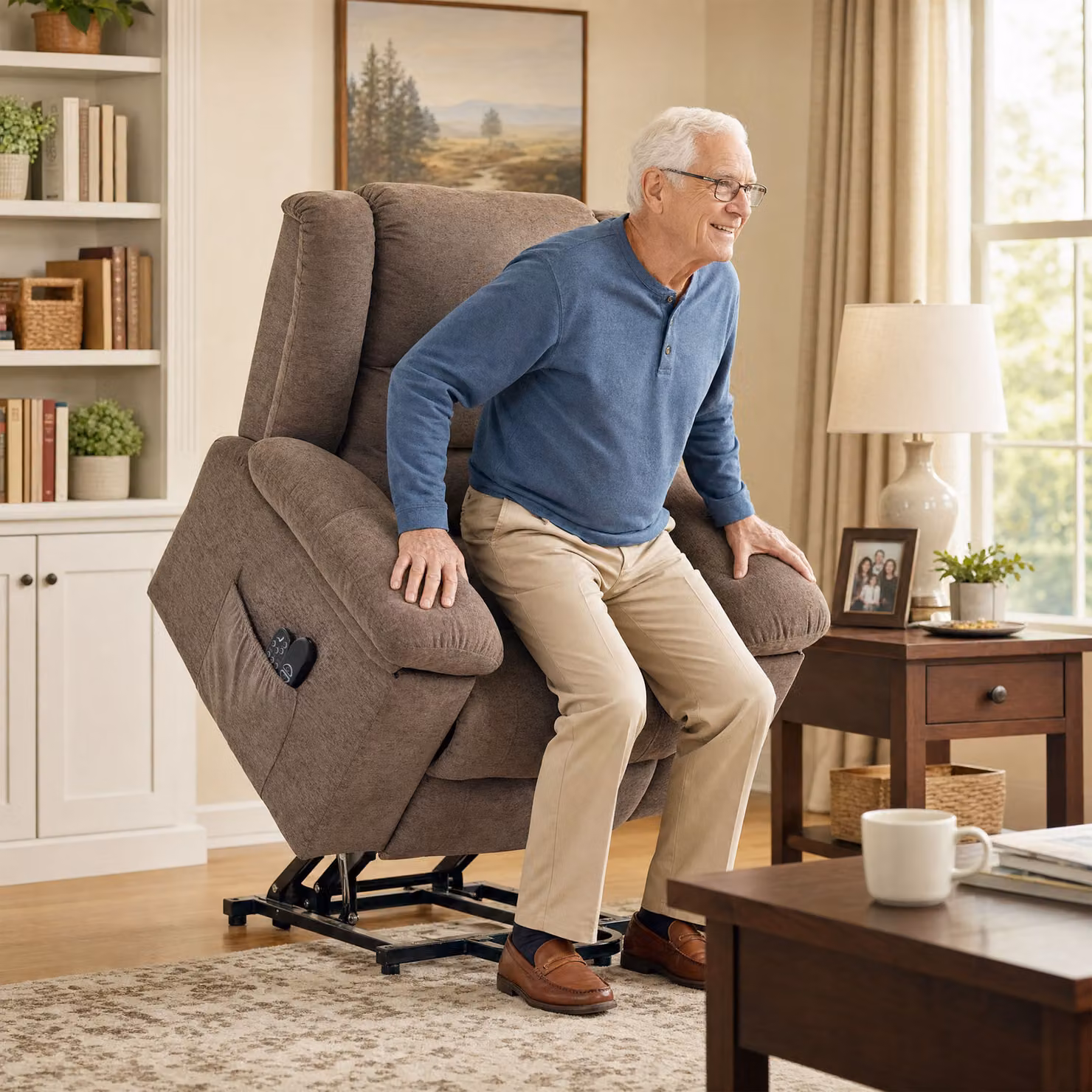 HOMCOM Oversized Power Lift Riser Recliner Chair with Massage and Heat in Brown – 7
