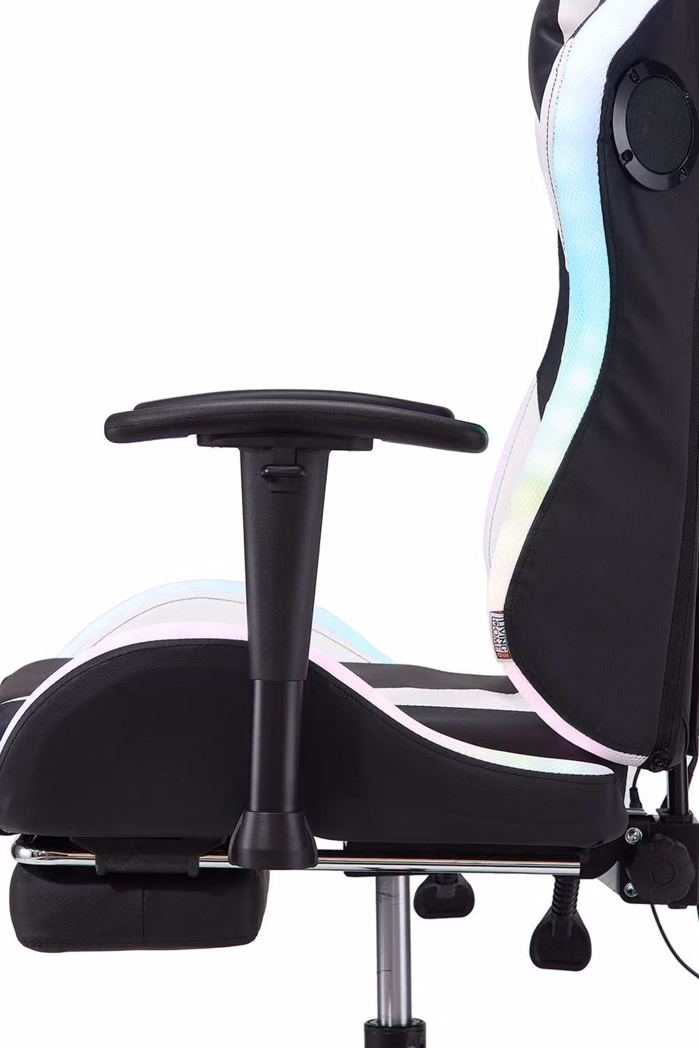 Living and Home RGB LED Gaming Chair in Black and Multicolour with Massage, Footrest and Built-in Audio – 5