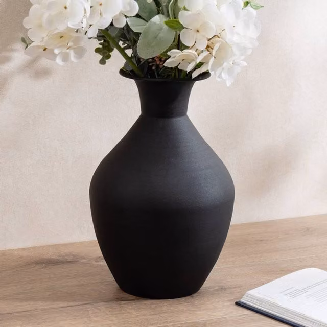 Scottish Everlastings Ltd Black Collared Tabletop Vase, Height: 30.5 cm – 1