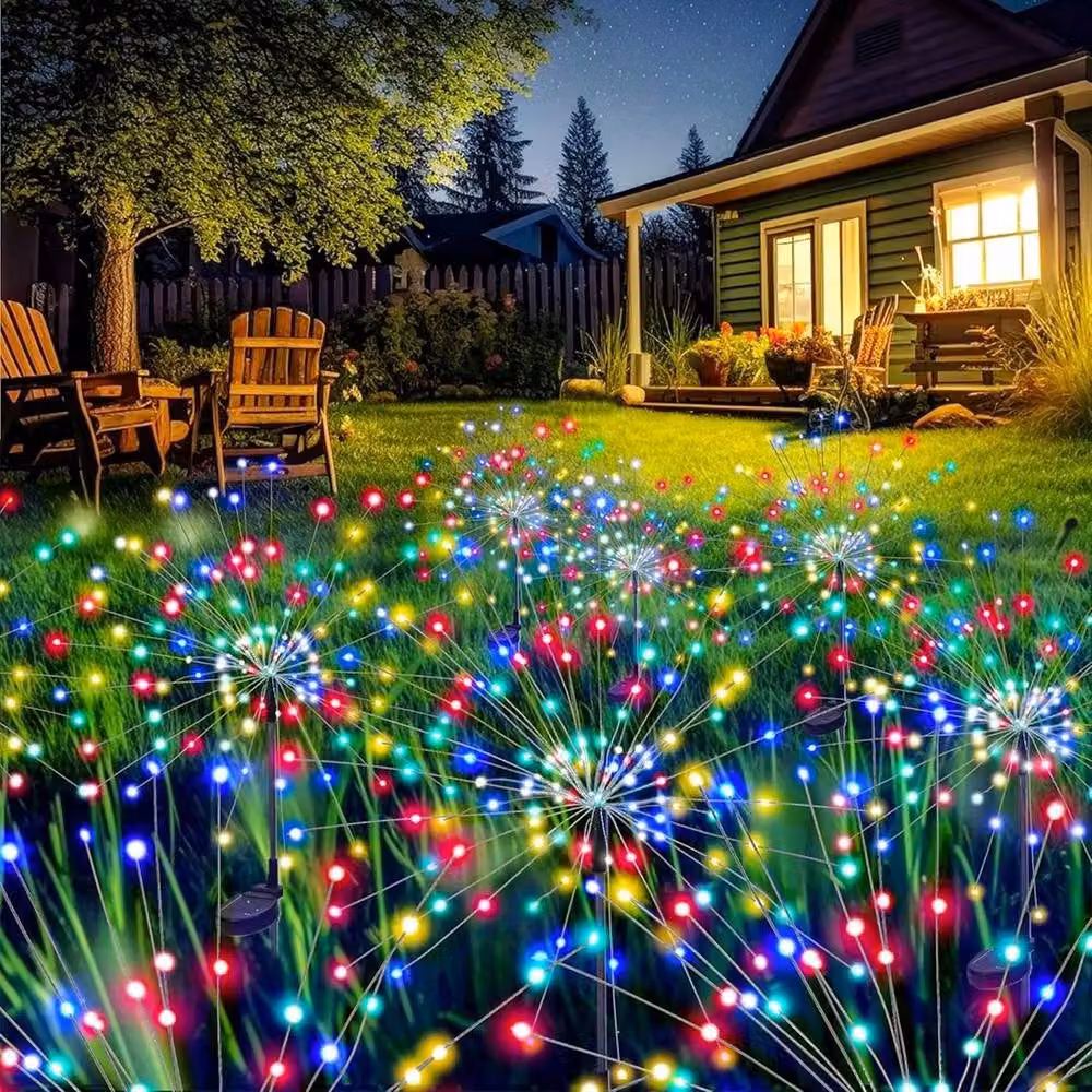 SPETLEK Set of 4 Multicolour Solar Powered Starburst Firework Stake Lights for Garden Decoration – 3