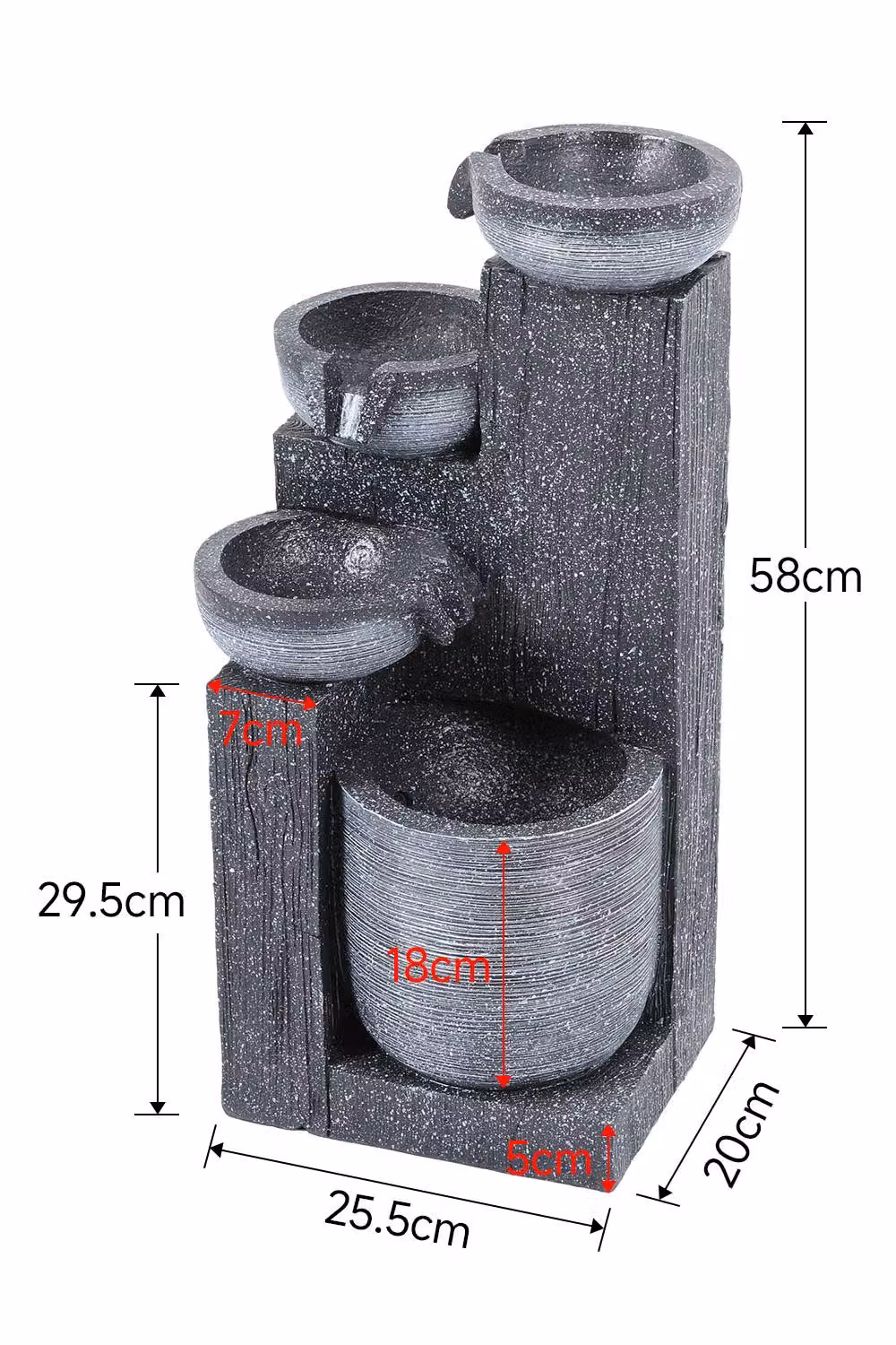 Living and Home Solar-Powered Outdoor Water Fountain Rockery Decor in Brown, Grey and Multicolour, W/D/H: 25.5 x 58.0 x 20.0 cm – 8