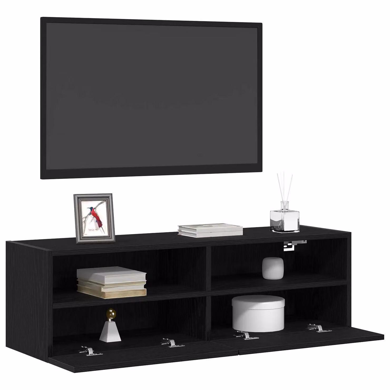 Berkfield Home Set of 2 Modern Black Oak Wall Mounted TV Cabinets, W/D/H: 100 x 30 x 30 cm – 3