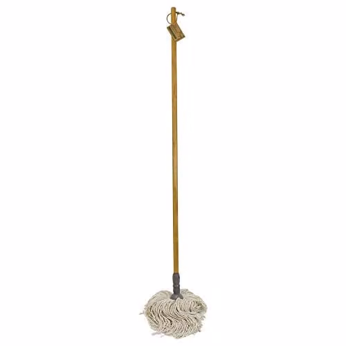 JVL Retro Sand and White Natural Bamboo and Pure Cotton String Floor Mop – 1