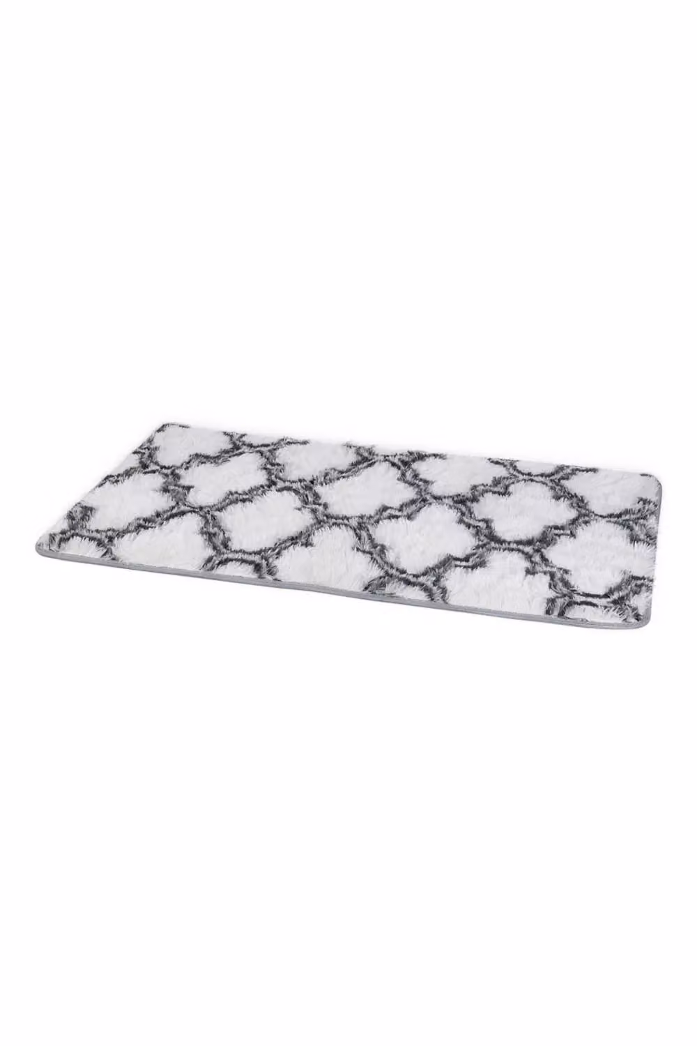Living and Home White and Grey Geometric Pattern Rectangular Non-Slip Area Rug, W: 60 cm, L: 120 cm – 2