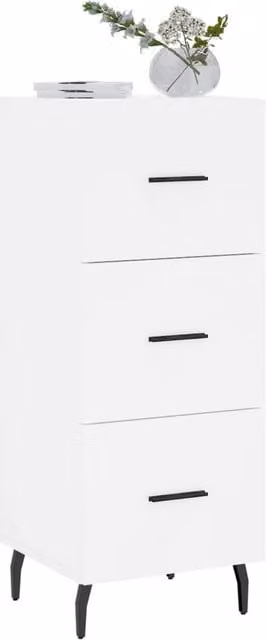 Berkfield Home White Modern Sideboard in Matt MDF and Metal, W/D/H: 34.5 x 34.0 x 90.0 cm