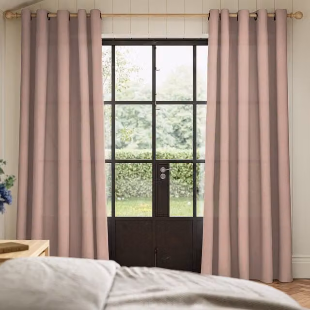 ANTE DECOR Aura No Joins Light Filtering Made To Measure Eyelet Curtains in Rose Pink