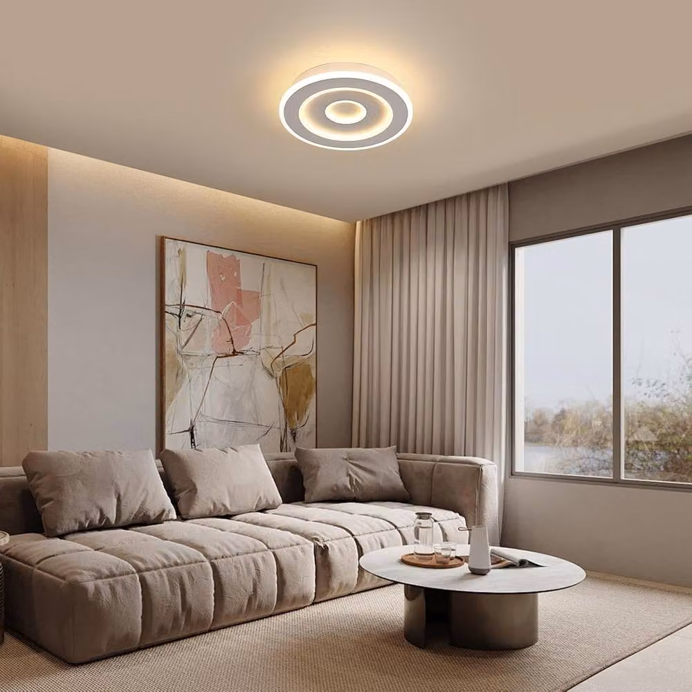 Goeco Modern Round LED Ceiling Light in White, 28W, 3000K Warm White – 2