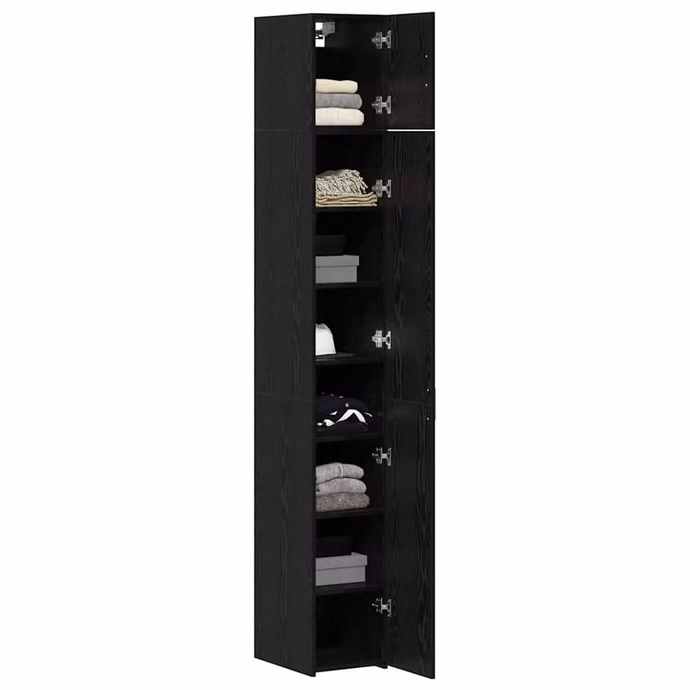 Berkfield Home Slim Storage Cabinet in Black Oak, W: 30 cm, D: 42.5 cm, H: 225 cm – 3