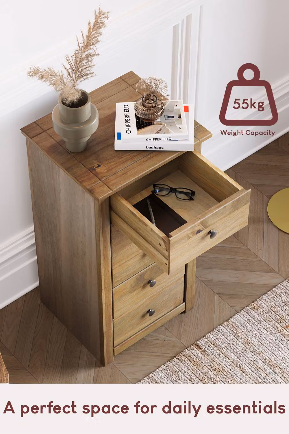 HD Designs Panama Solid Pine 5 Drawer Narrow Chest in Brown – 3