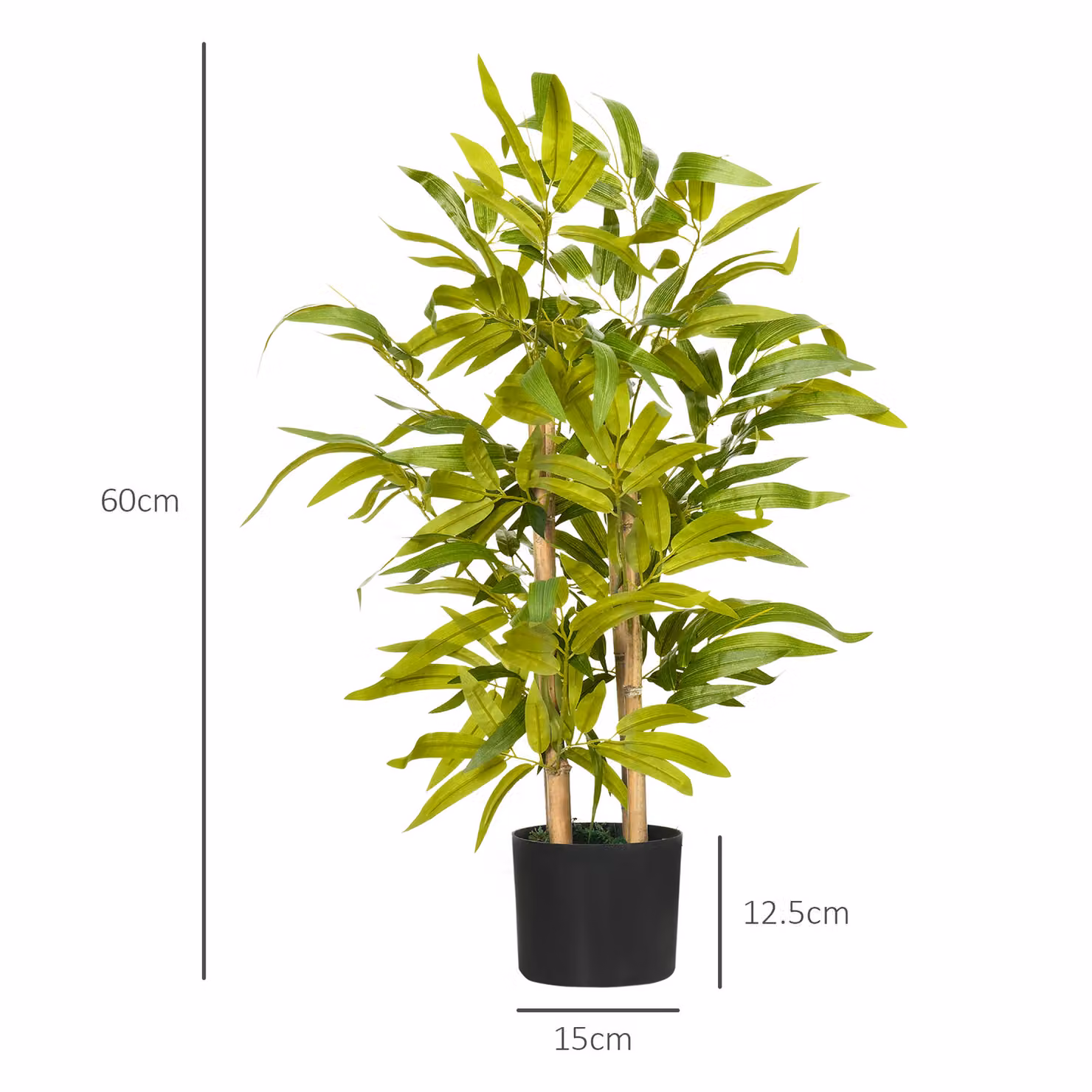 HOMCOM 2 Pack Green Artificial Bamboo Trees in Pots for Indoor and Outdoor Decor, W/D/H: 15 x 15 x 60 cm – 3