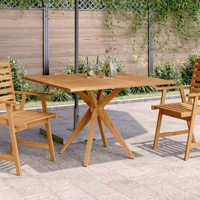 Berkfield Home Square Garden Table in Brown Solid Acacia Wood W/D/H: 110 x 110 x 75 cm – 1