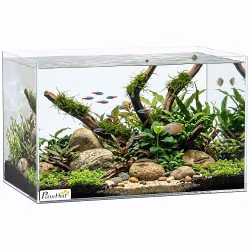 PawHut 24L Fish Tank with Protective Base Mat, Transparent and Black, W: 40 cm, D: 25 cm, H: 25 cm