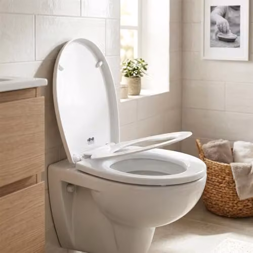 Harbour Housewares Plastic Soft Close Family Toilet Seat, White, Oval – 2