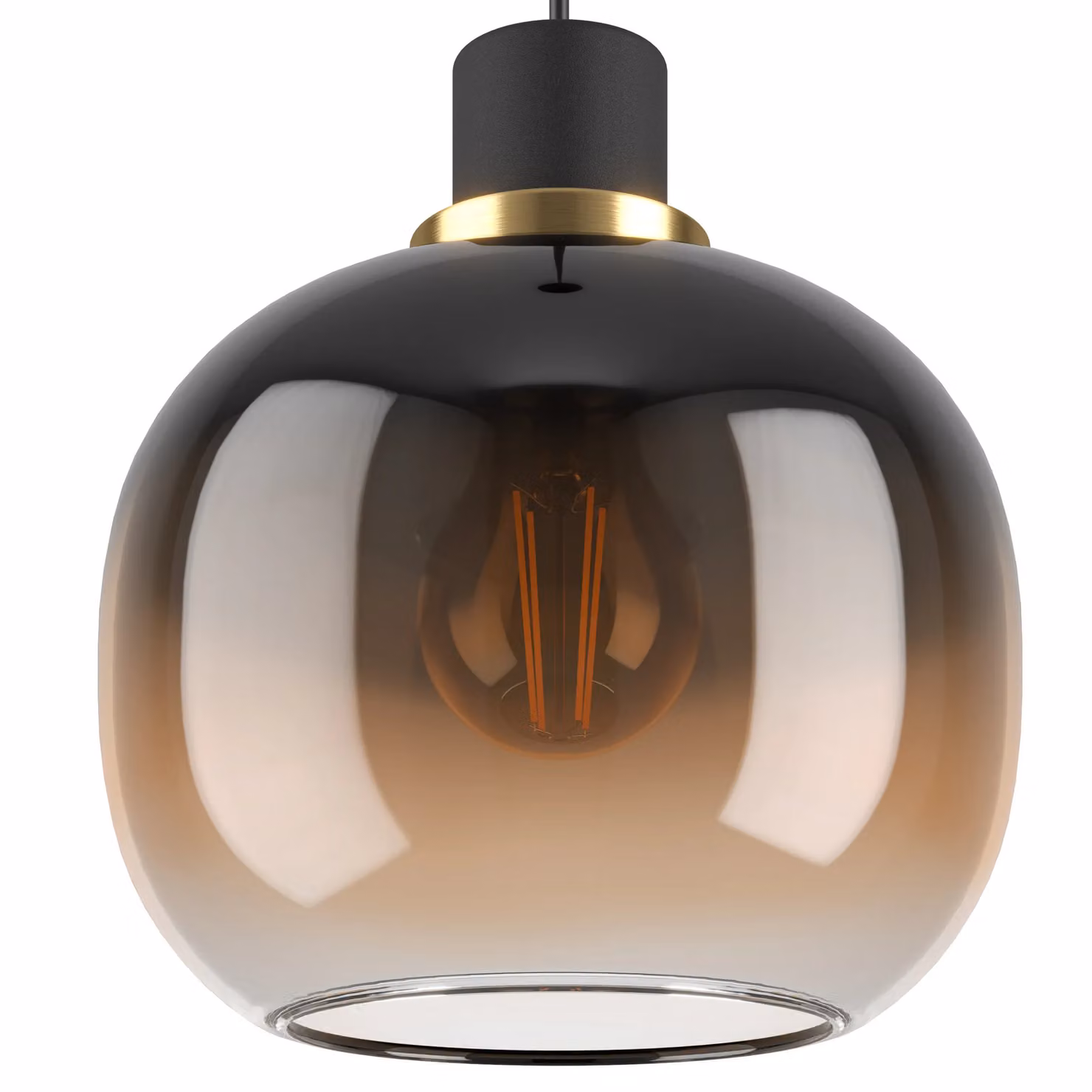 Eglo OILELLA Modern Linear Pendant Light in Black and Brown Glass with Brass Details – 3