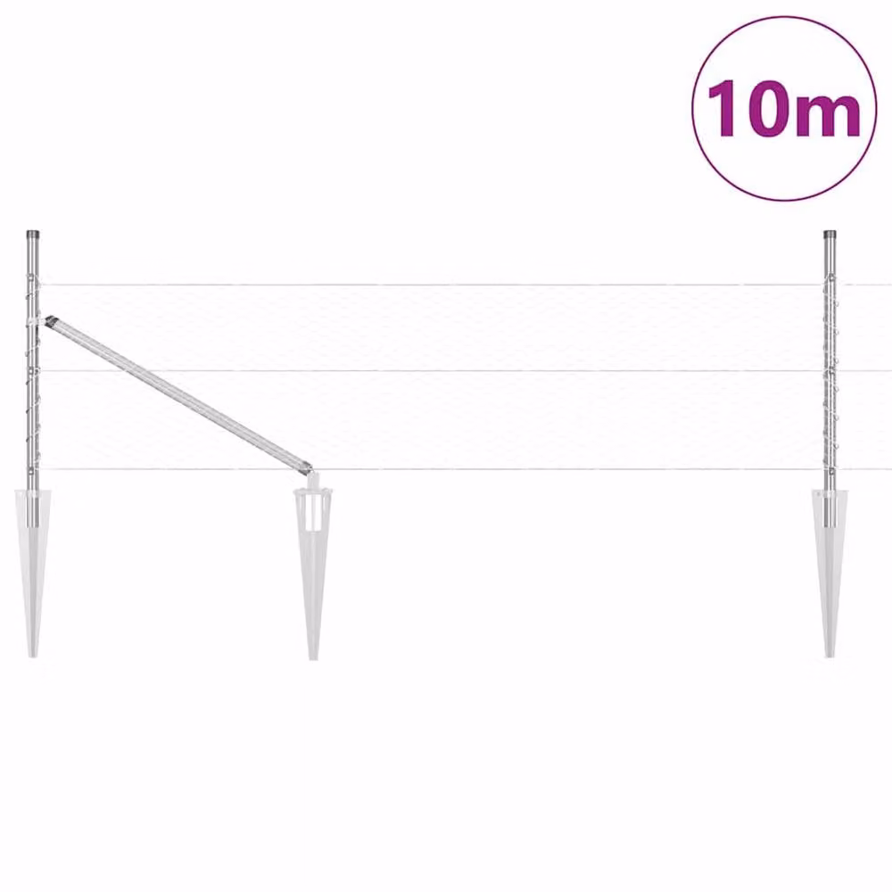 Berkfield Home Hexagon Fence in Silver Galvanised Steel, W: 0.4 m, L: 10 m – 2