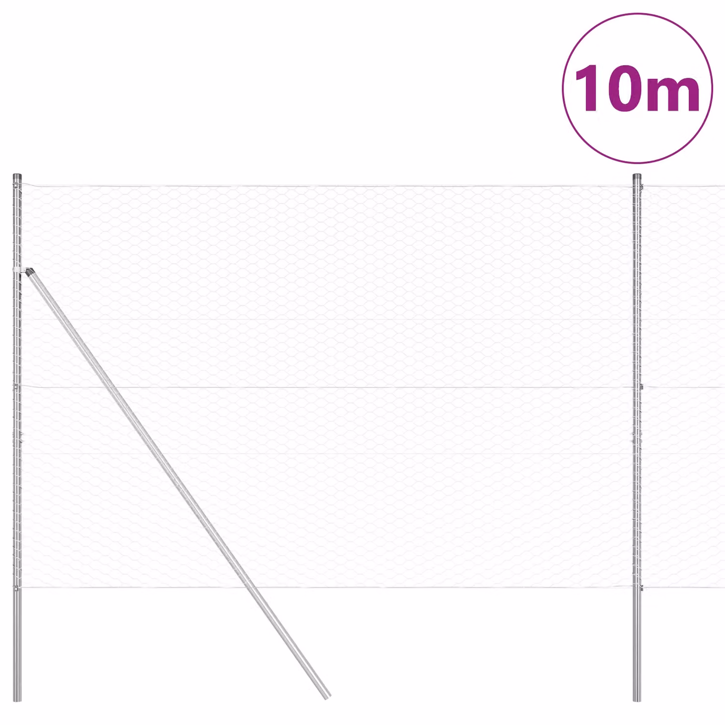 Berkfield Home Hexagon Fence in Silver Galvanised Steel, H: 160 cm x W: 10 m – 2
