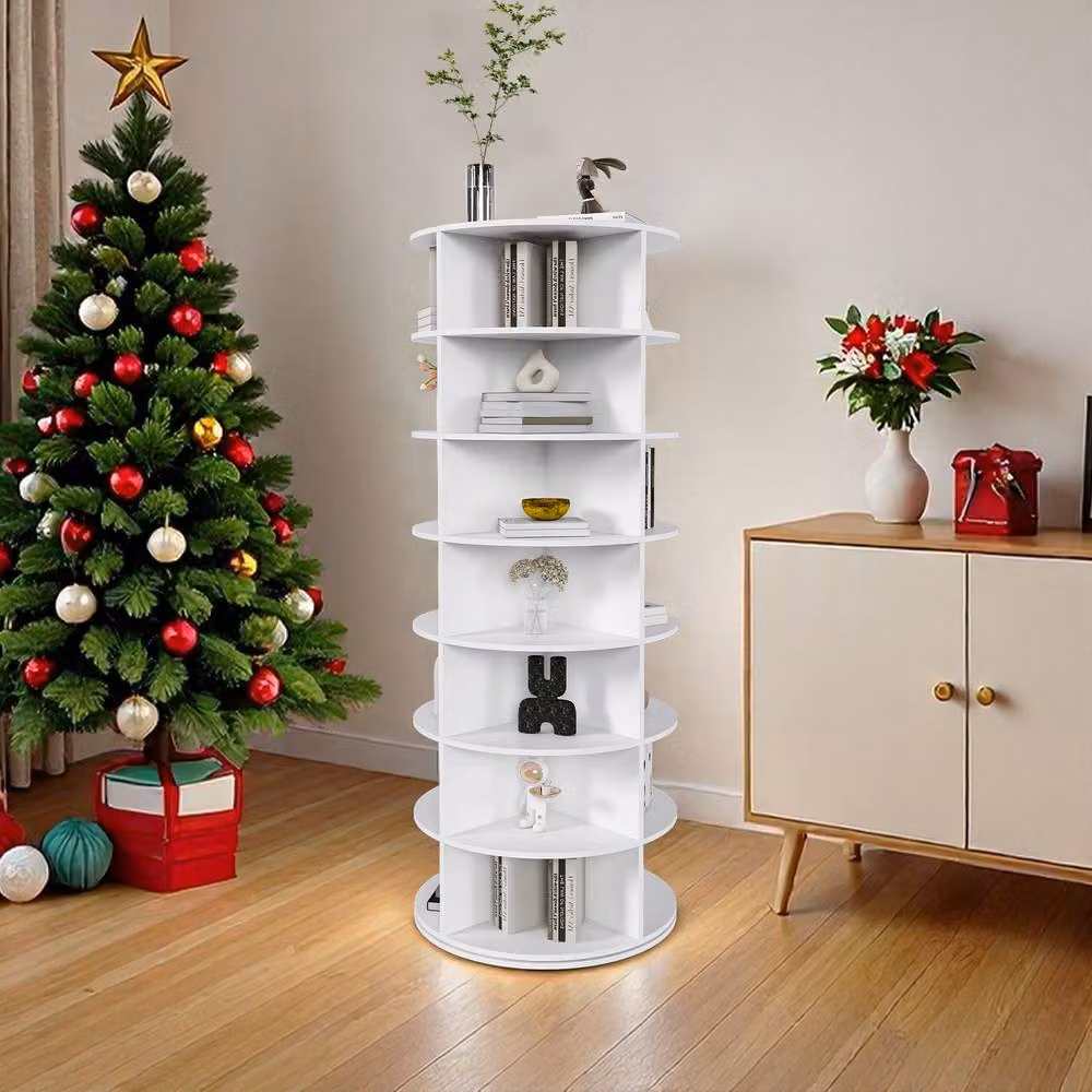 Rolipo 7-Tier White Rotating Shoe Rack Tower for 28 Pairs – 5