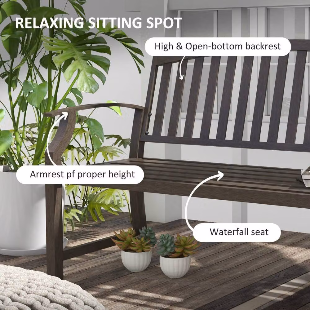 Wyld Haus Lilu 2 Seater Modern Metal Garden Bench in Matt Brown – 5