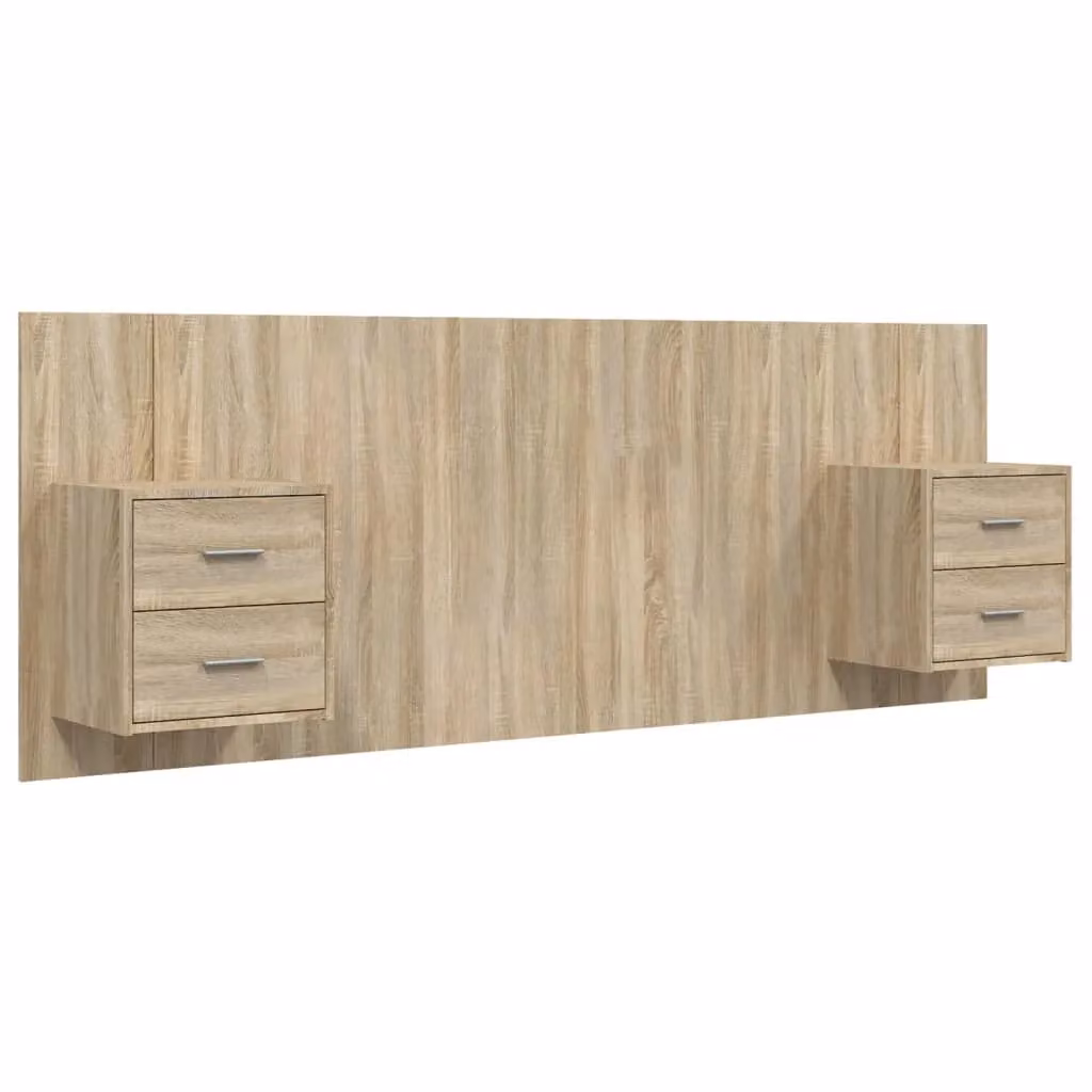 Berkfield Home Bed Headboard with Integrated Nightstands in Sonoma Oak and Brown Engineered Wood – 2