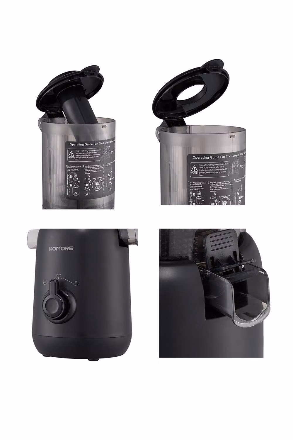 ExtraStar 200W Slow Masticating Cold Press Juicer with Lid, Black – 4
