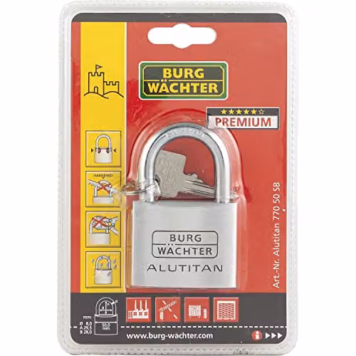 Burg-Wächter Alutitan Aluminium Padlock, Silver, 30mm – 2