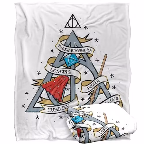 LOGOVISION Harry Potter Tale of the Three Brothers Super Soft Silky Touch Fleece Throw Blanket, Multicolour, W: 152.4 cm x D: 127.0 cm