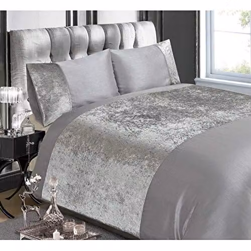 Rapport Home Silver Velvet Duvet Cover and Pillowcase Set, W/D/H: 230 x 180 x 135 cm – 1