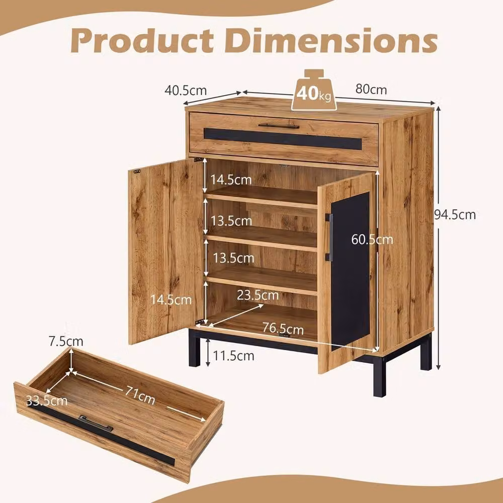 VOGREX Modern Brown Wood Coffee Bar Accent Cabinet with 3 Removable Shelves – 2