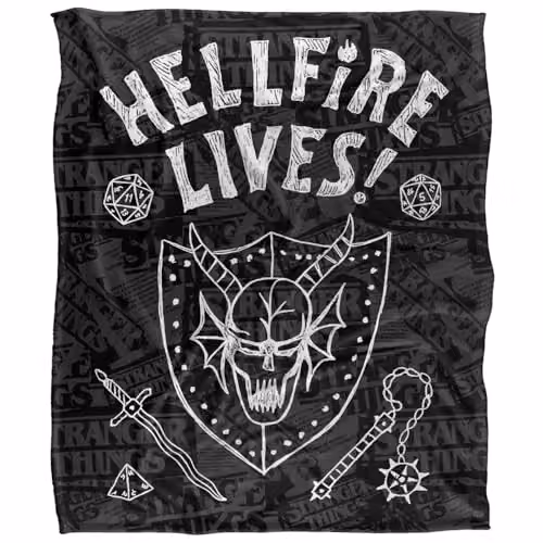 Netflix Stranger Things Hellfire Club Graduation Inverted Super Soft Fleece Throw Blanket, Multicolour, W/D/H: 152 x 152 x 127 cm – 5