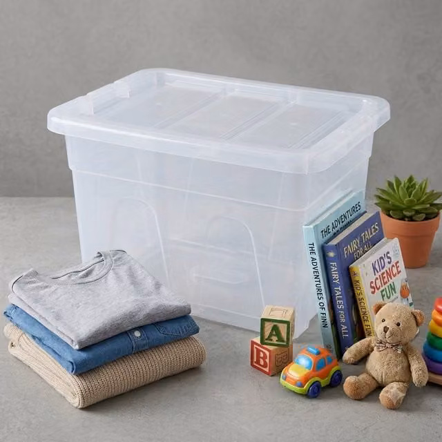 Storm Trading Group 22-Litre Transparent Plastic Stackable Storage Container with Lid