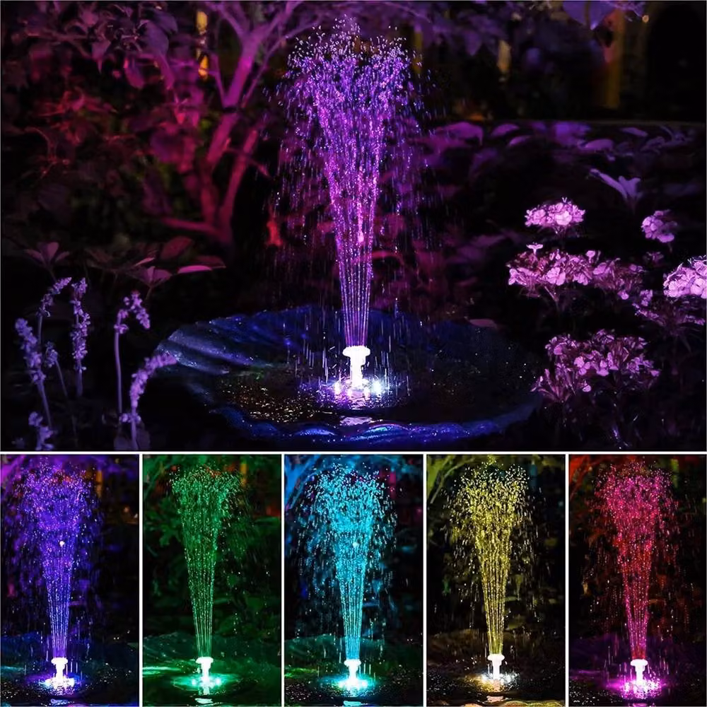 NESTLUNE Solar Floating Fountain Pump with 8 LED in Black – 4