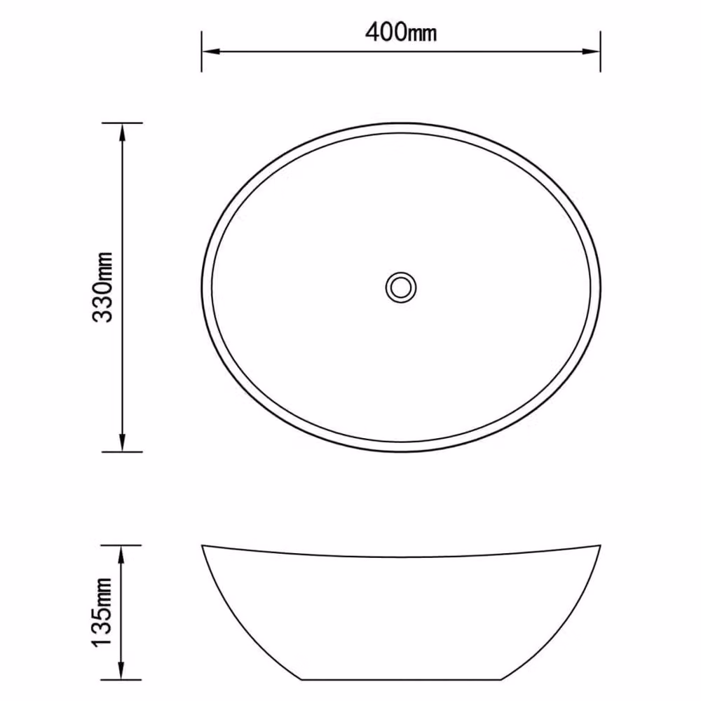 Berkfield Home Luxury Oval Ceramic Basin in Matt Black W: 40 cm, D: 33 cm – 4
