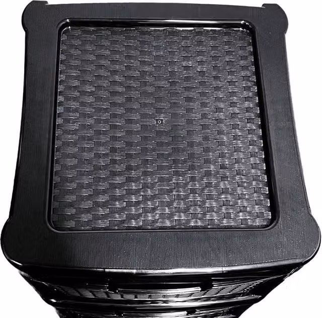 FLAVORA Large 2 Drawer Rattan Style Plastic Storage Unit in Black, W: 50 cm, D: 50 cm, H: 50 cm