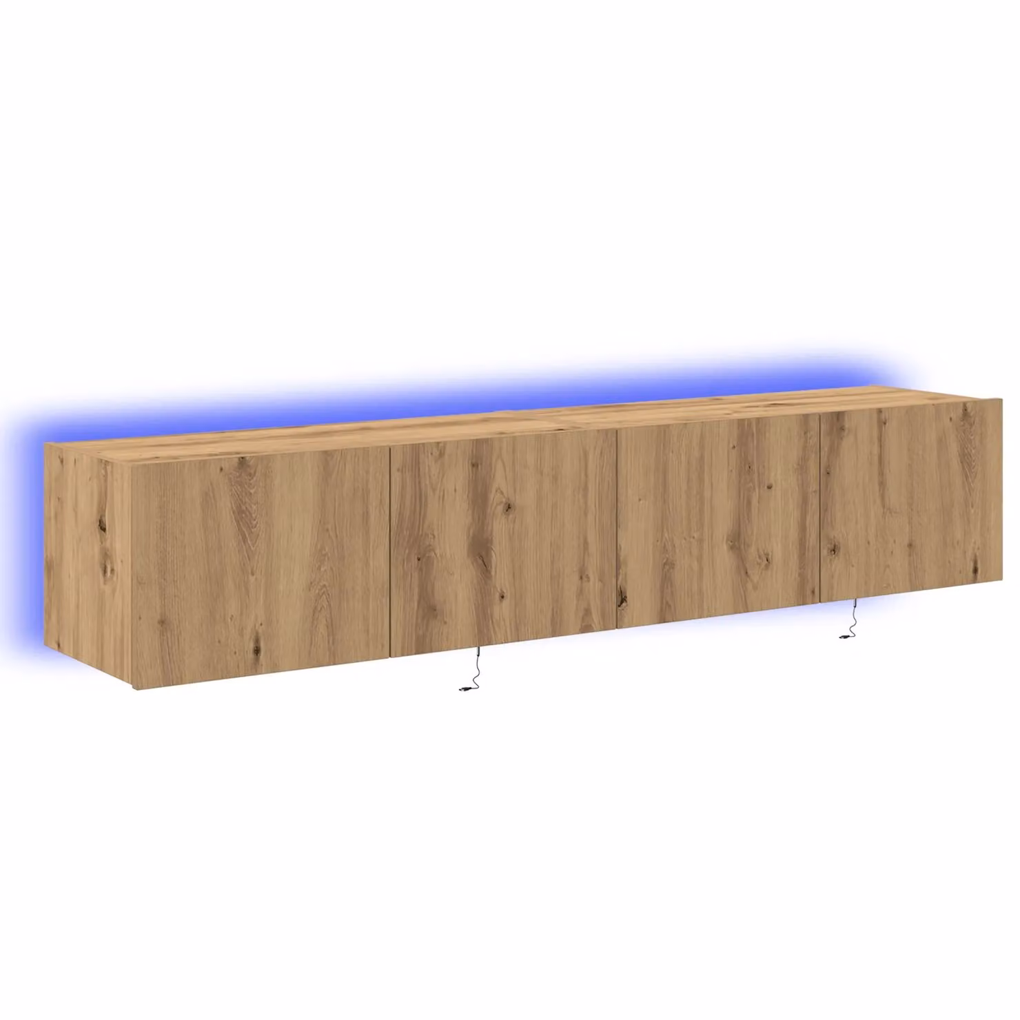 Berkfield Home Set of 2 Modern Artisan Oak TV Wall Cabinets with Integrated LED Lighting in Brown, W/D/H: 80 x 35 x 31 cm – 2