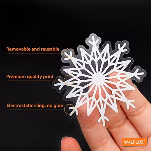 WALPLUS White Snowflake Christmas Window Stickers, 138 Piece Reusable Double Sided Window Clings – 5
