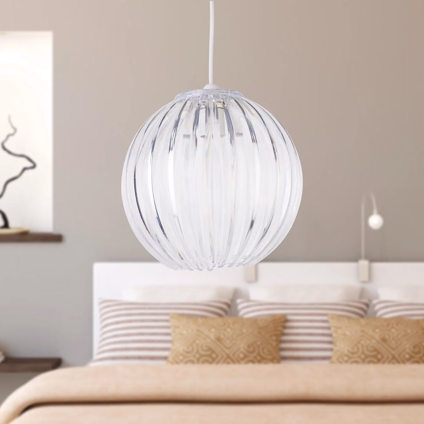 First Choice Lighting Craw Set of 2 Transparent Clear Acrylic Sphere Pendant Shades – 3