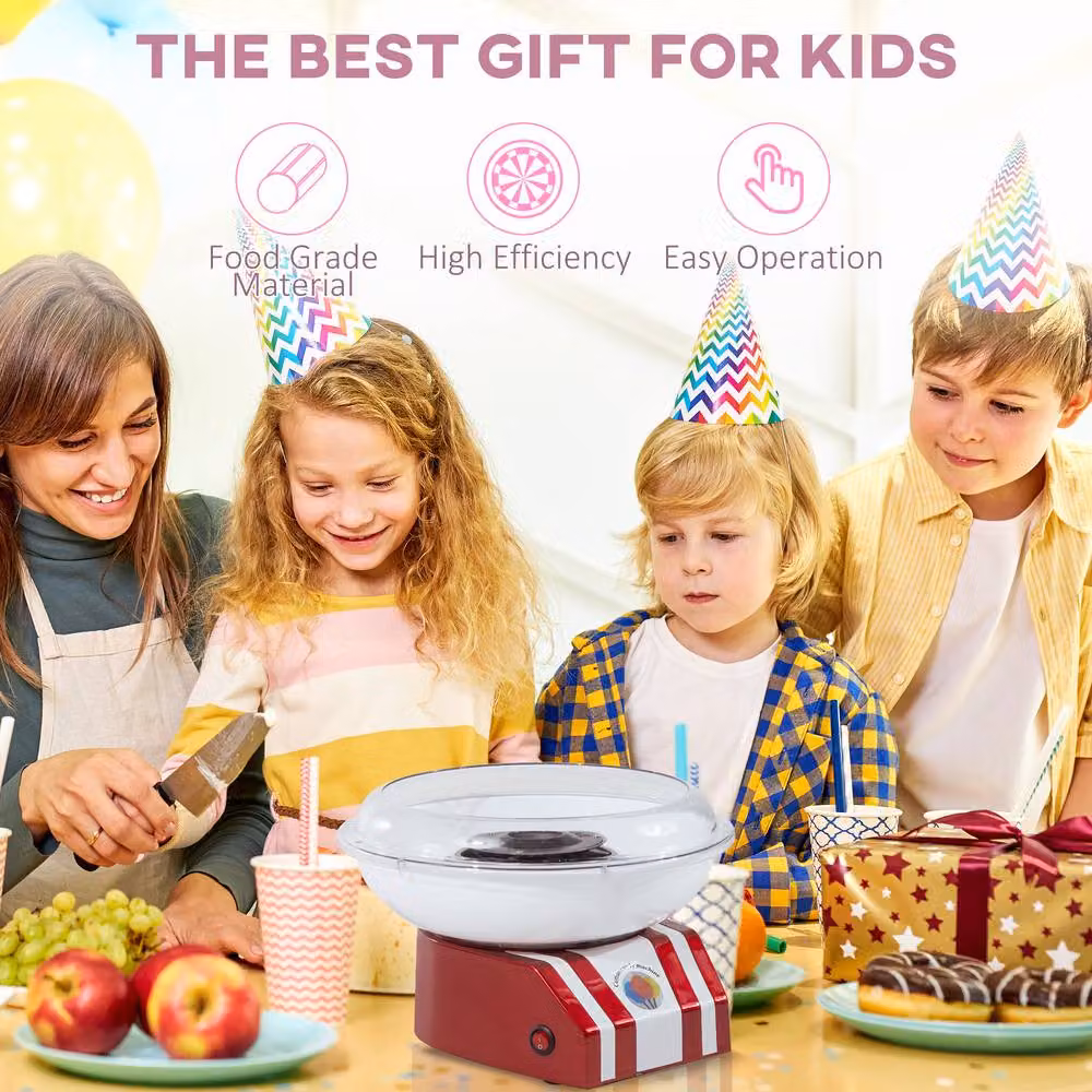 HOMCOM Professional Electric Cotton Floss Machine Candy Maker in Red – 3