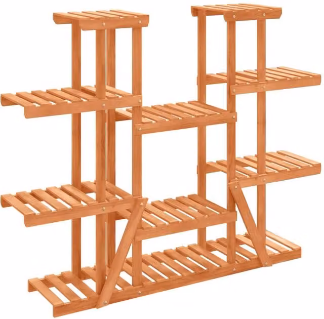 Berkfield Home Retro Solid Wood Fir Flower Stand, Brown, W/D/H: 25 x 110 x 110.5 cm