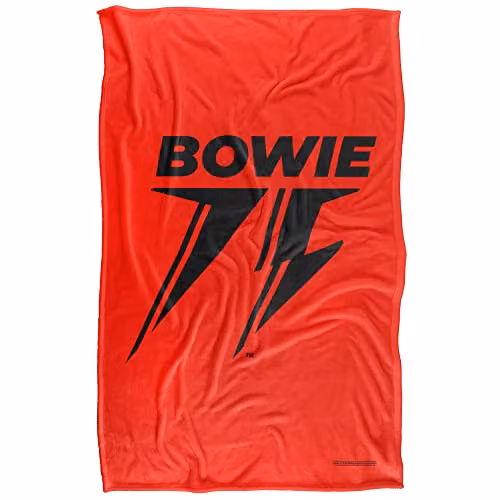 LOGOVISION David Bowie Bowie 75 Single Colour Logo Super Soft Fleece Throw Blanket, W/D/H: 91 x 147 cm – 1