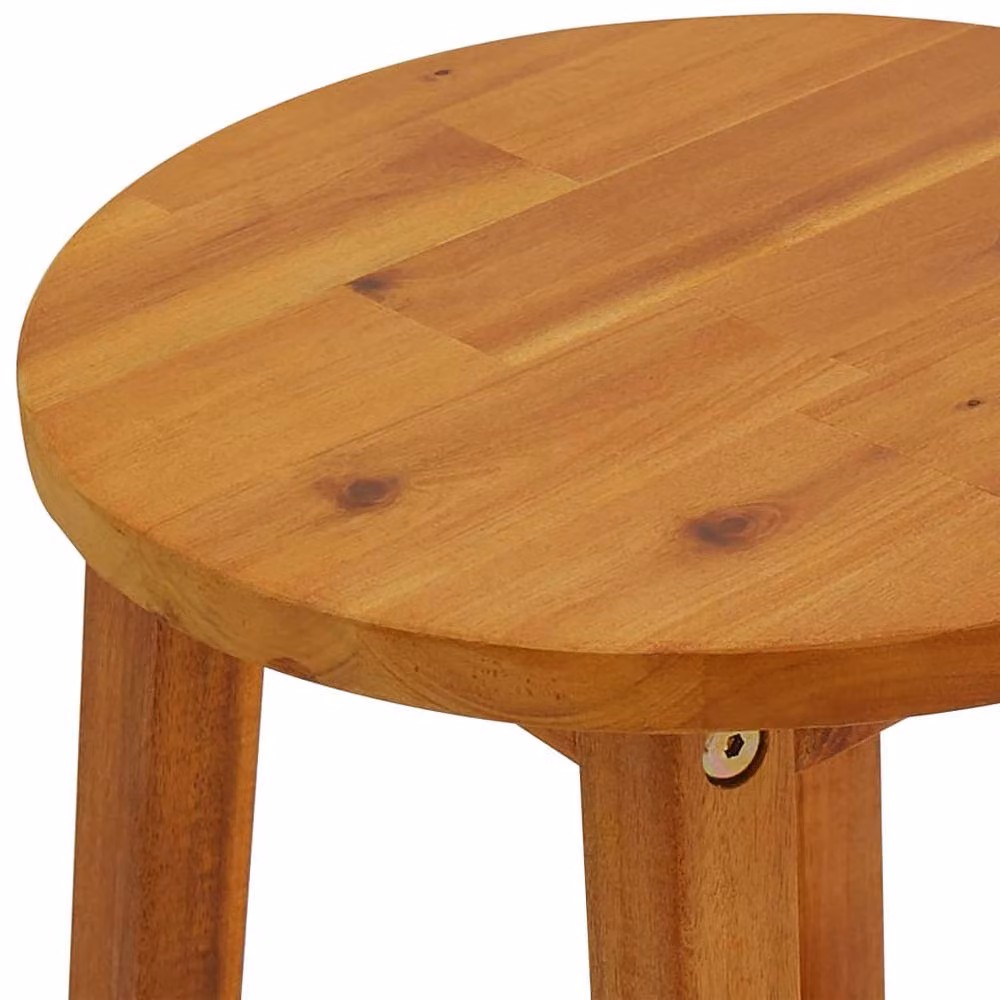 Berkfield Home Set of 4 Rustic Brown Solid Acacia Wood Bar Stools – 3